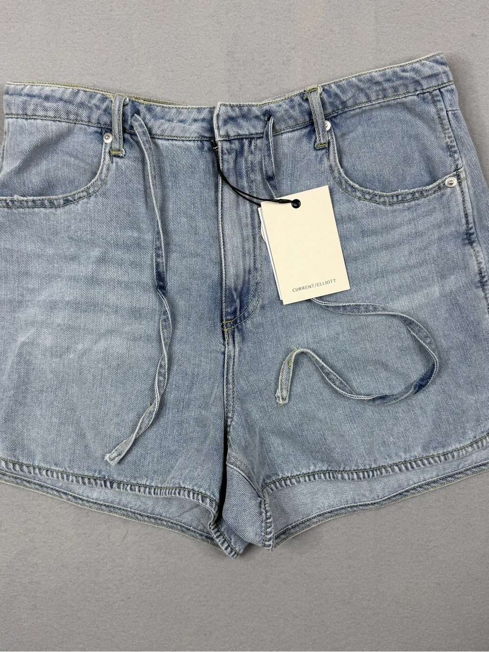 Current Elliott Drawstring Denim Shorts Womens Size 8 Light Wash NWT